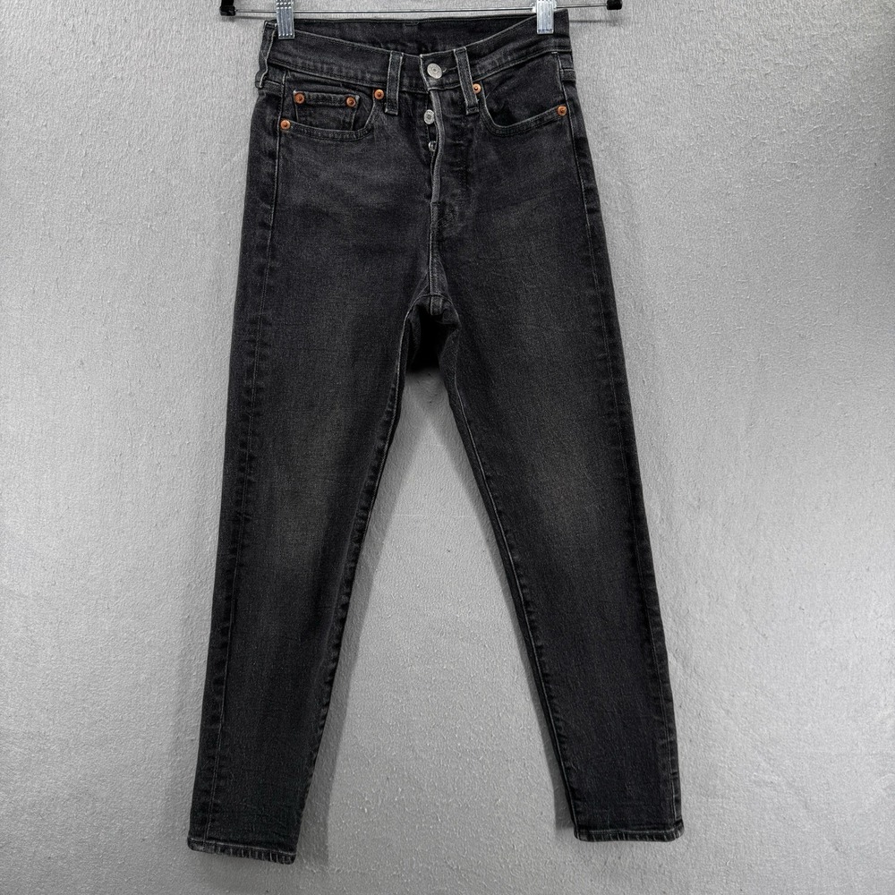 Levis Jeans Womens Size 24 Black Gray Denim Wedgie Tapered Icon Fit Button‎ Fly